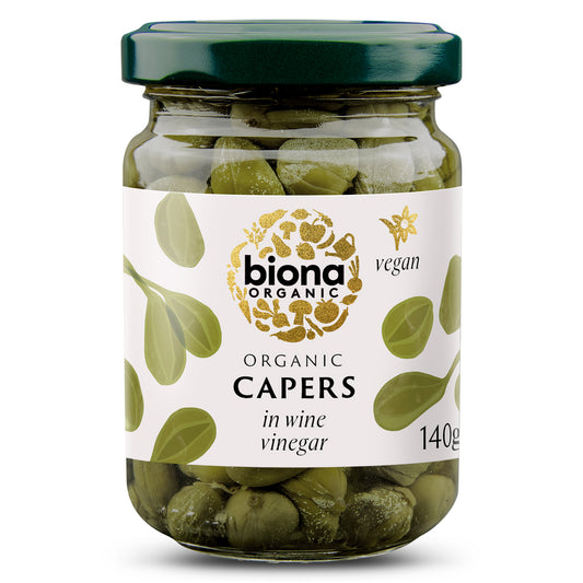 Biona Capers in Wine Vinegar Organic 140g