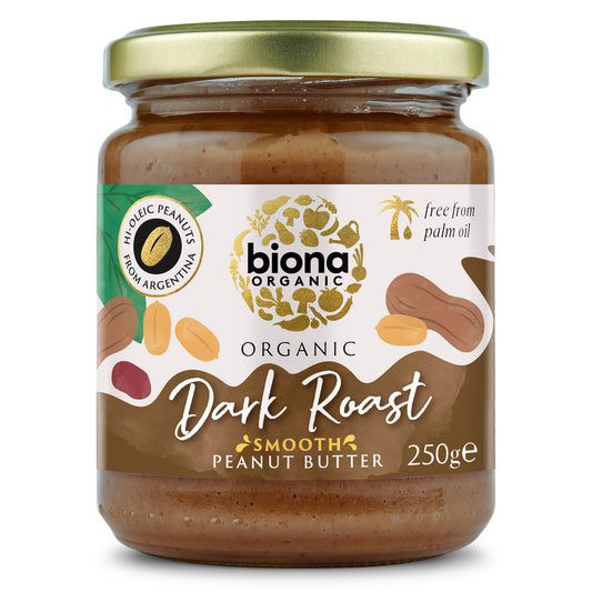 Biona High Oleic Dark Roast Peanut Butter Organic Smooth with Sea salt 250g