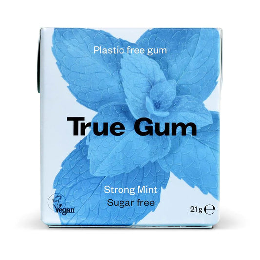 True Gum Plastic Free Chewing Gum Strong Mint Flavour 21g