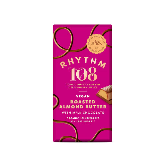 Rhythm 108 Roasted Almond Butter Bar with M'lk Chocolate 100g