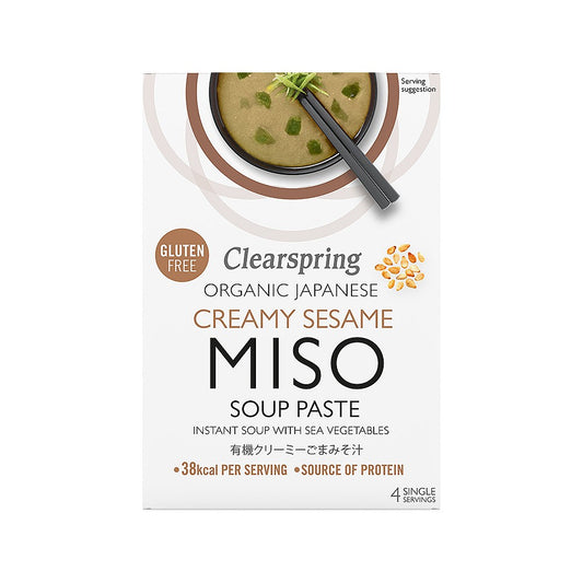 Clearspring Japanese Creamy Sesame Instant Miso Soup Paste with Sea Vegetables 4x15g