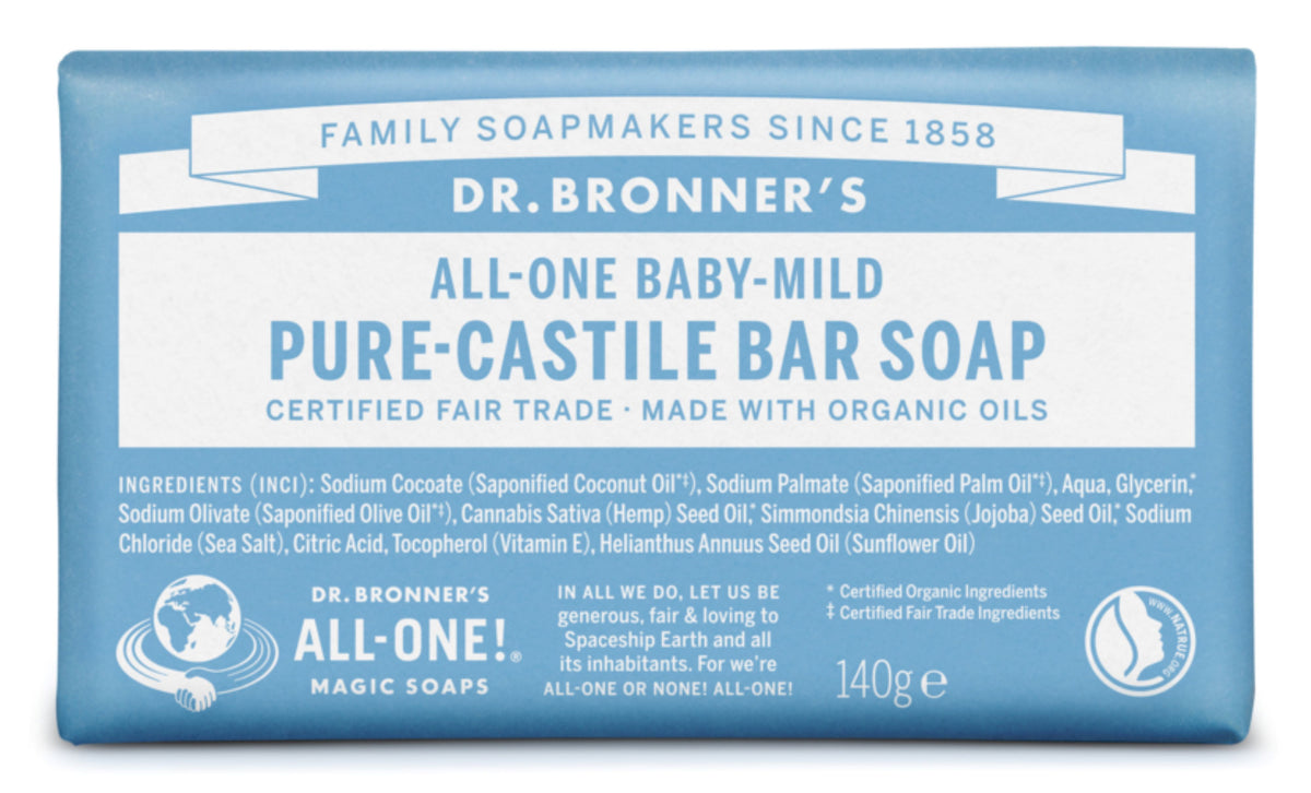 Dr Bronner's Aloe Baby Mild Soap Bar 140g Organic