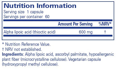 Pure Encapsulations Alpha Lipoic Acid 600 MG 60 caps