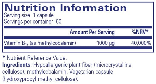 Pure Encapsulations B12 (methylcobalamin) 60 caps