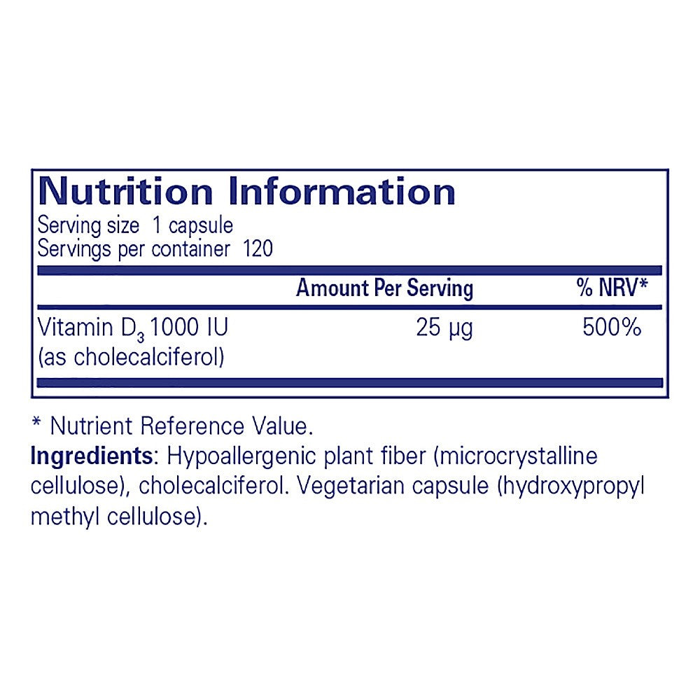 Pure Encapsulations Vitamin D3 1000 IU 120