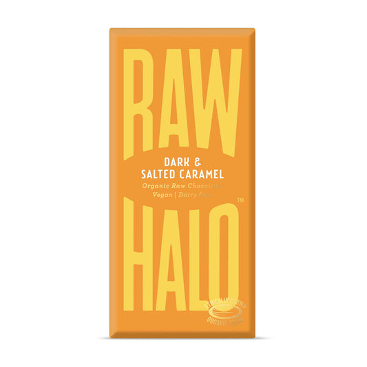 Raw Halo Dark & Salted Caramel Raw Chocolate Bar 70g