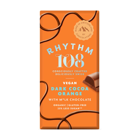 Rhythm 108 Dark Cocoa Orange Swiss Chocolate Bar 100g
