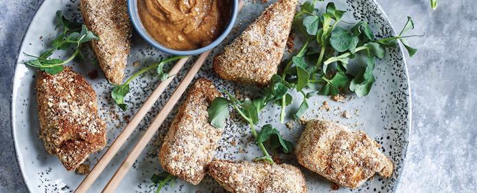 Tofu Coconut-Crumbed Dippers With Satay Sauce