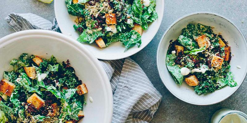 Gold & Green Vegan Caesar Salad