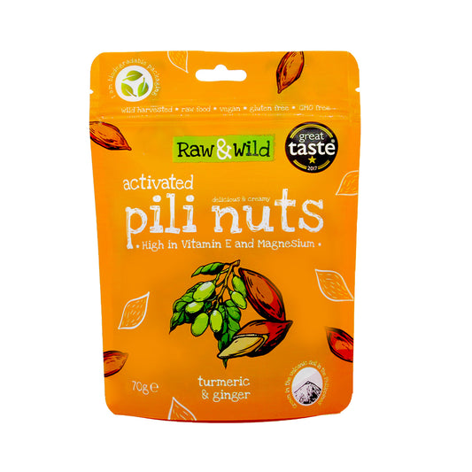 Raw & Wild Activated Pili Nuts - Turmeric & Ginger 70g