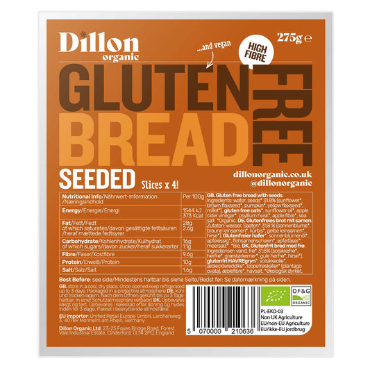 Dillon Organic Sliced Gluten Free Seeded Bread 275g