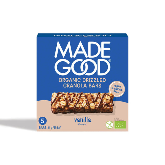 "MadeGood Granola Bar, Chocolate Drizzled Vanilla" 5x24g