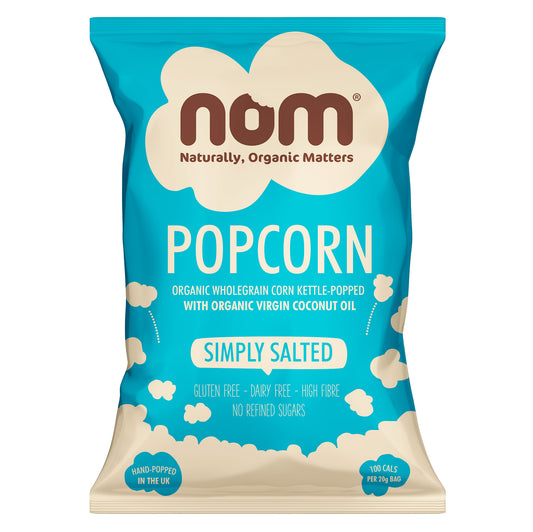 nom organic simply salted popcorn 20g