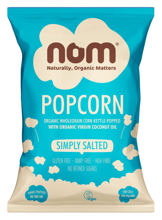 nom organic simply salted popcorn 20g