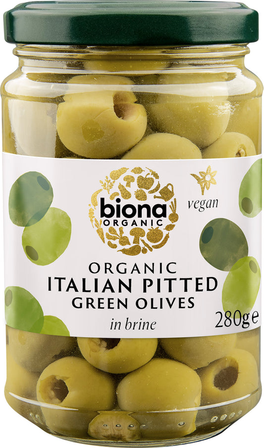 Biona Organic Pitted Green Olives in Brine 280g