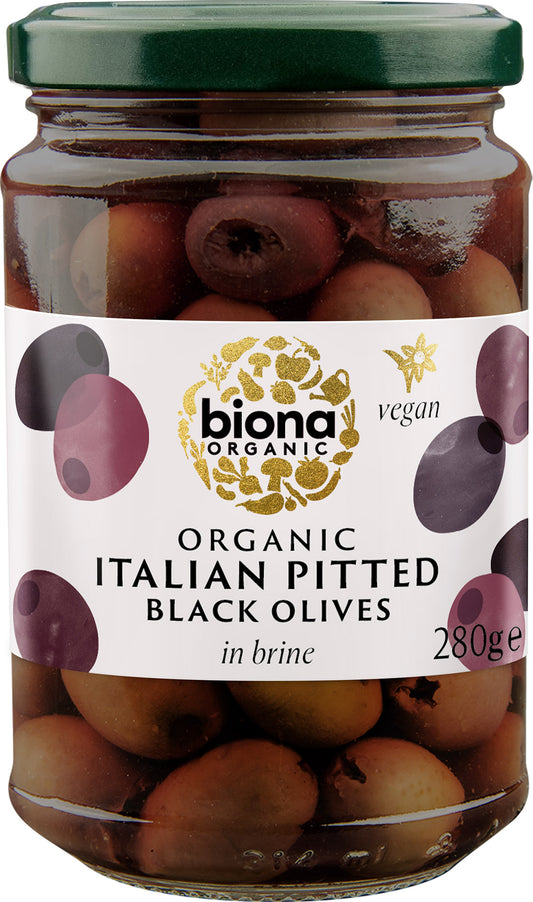 Biona Organic Pitted Black Olives in Brine 280g