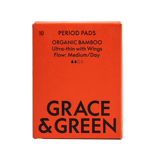 Grace & Green Organic Bamboo Period Pads - Medium 10 pads