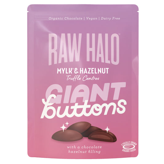 Raw Halo Mylk & Hazelnut Vegan Giant Chocolate Buttons 90g 90g