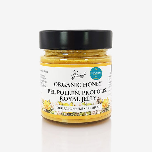 "Honey Heaven Organic Honey with Bee Pollen, Propolis and Royal Jelly" 300g