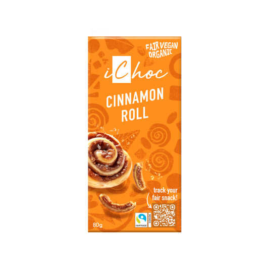 iChoc Cinnamon Roll Vegan Chocolate Bar, Organic & Fairtrade 80g