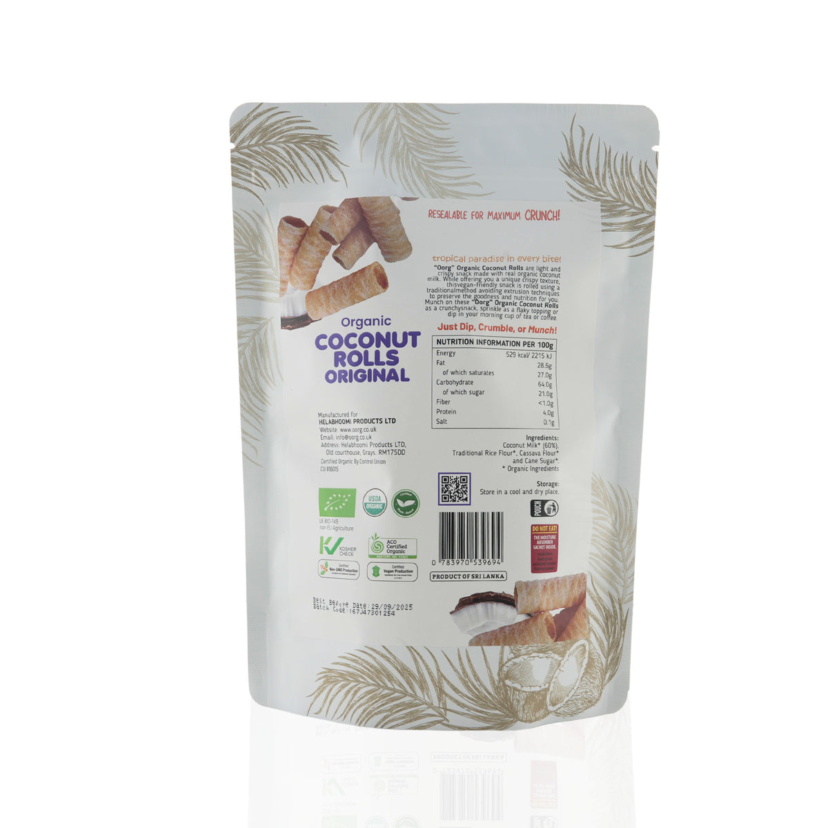 OORG Coconut Rolls - Original 100g | Planet Organic