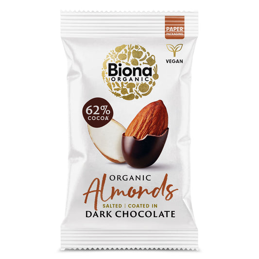 Biona Dark Chocolate Roasted Almonds Organic 30g