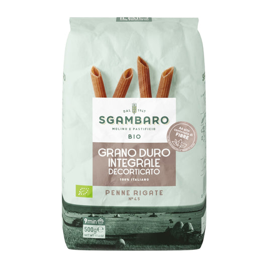 Pasta Sgambaro Organic Penne Rigate Whole Durum Wheat Pasta 500g