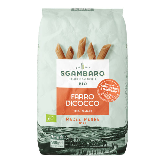 Pasta Sgambaro Organic Spelt Mezze Penne Rigate Pasta 500g