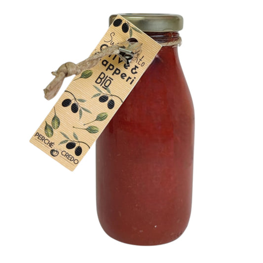 Perch Ci Credo Organic Olive and Caper Sauce 250ml