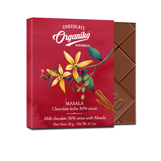 Chocolat Organiko Milk chocolate with cinnamon, cardamom and vanilla 20g