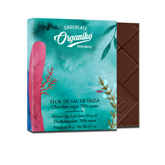 Chocolat Organiko Dark chocolate 70% cocoa with Blossom Sea salt 20g