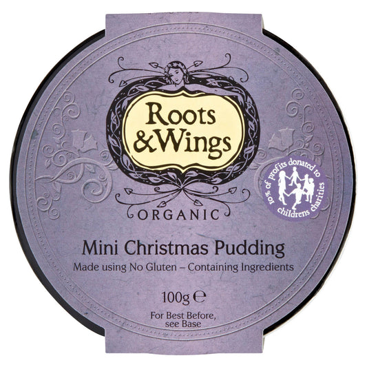 Roots & Wings Organic Mini Christmas Pudding made with no GlutenContaining Ingredients 100g