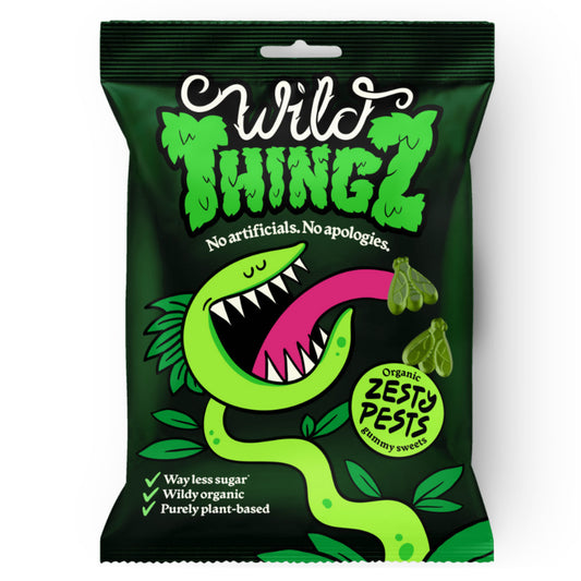 Wild Thingz Organic & Vegan Gummy Sweets, Zesty Pests 130g