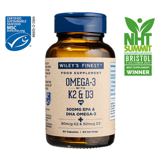 Wiley's Finest K2 & D3 Omega 3 Fish Oil Capsules 60 caps