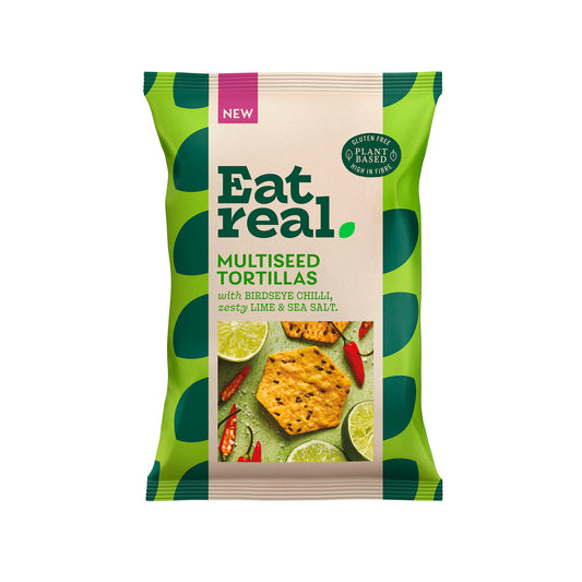 Eat Real Multiseed Tortilla Birdseye Chilli Lime & Sea Salt Chips 160g