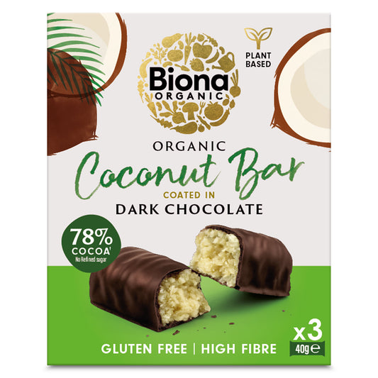 Biona Organic Dark Chocolate Coconut Bar Multipack 120g