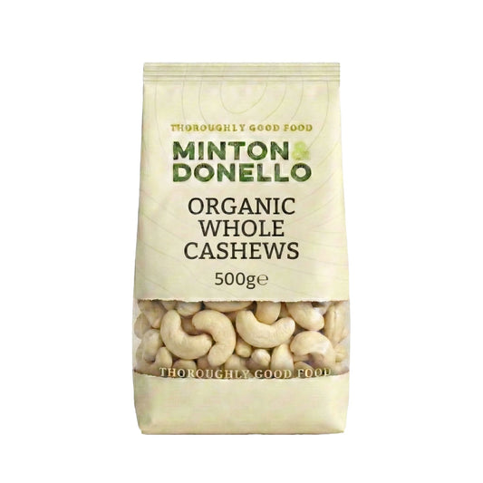 Minton & Donello Organic Raw Whole Cashews 500g
