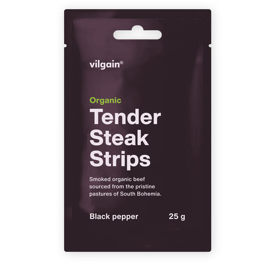 Vilgain Organic Tender Steak Strips Black pepper 25g