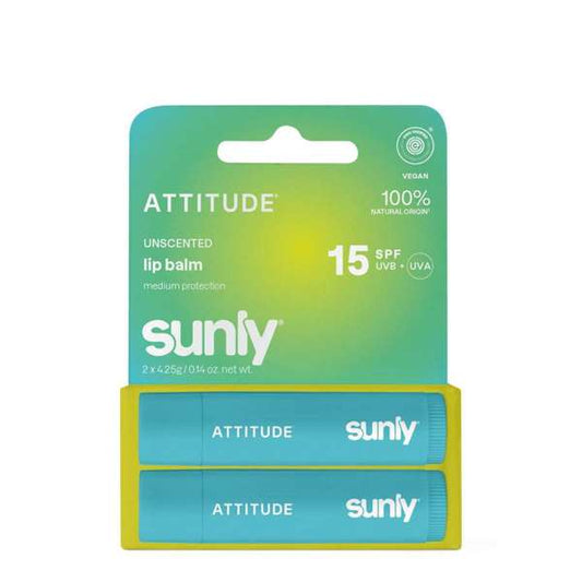 Attitude Lip Balm SPF15 Unscented Duo Pack 2x4.25g
