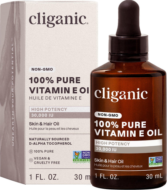 Cliganic Pure Vitamin E Oil for Skin, Scars, Hair & Face 30ml