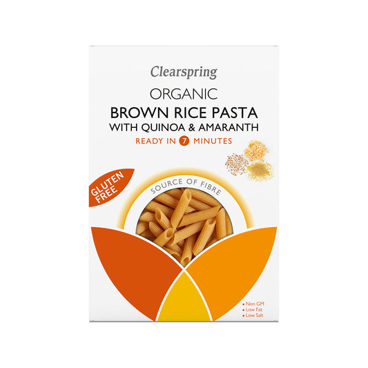 Clearspring Organic GF Brown Rice Pasta with Quinoa & Amaranth - Penne 250g