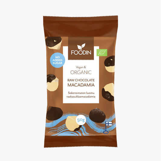 Foodin Organic Raw Chocolate No Added Sugar Macadamia 50g
