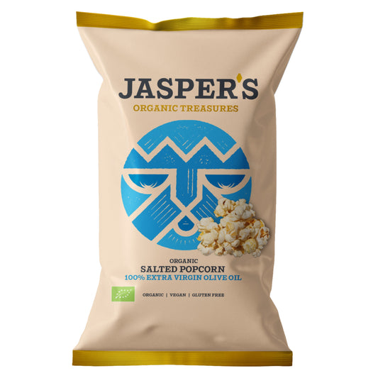 Jasper's Organic Sea Salt Popcorn 100% Extra Virgin Olive Oil 50g 50g