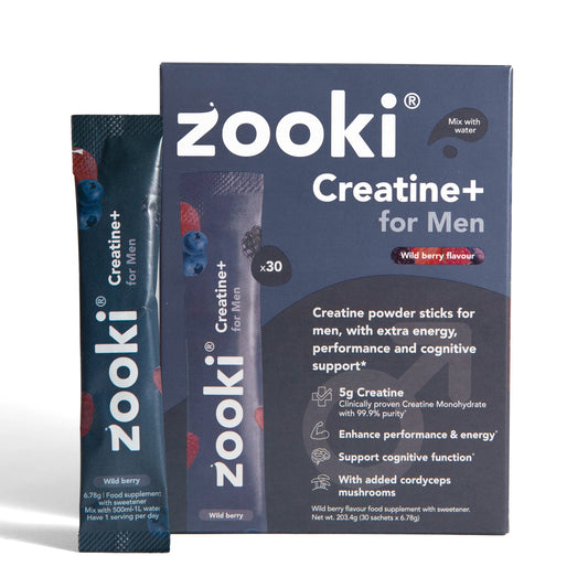 Zooki Creatine+ For Men, Powder Sachets, Wild Berry Flavour 30 x 6.78g