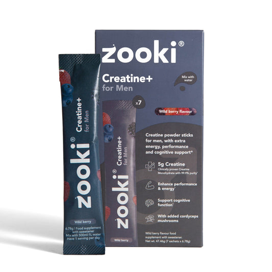 Zooki Creatine+ For Men, Powder Sachets, Wild Berry Flavour 7 x 6.78g
