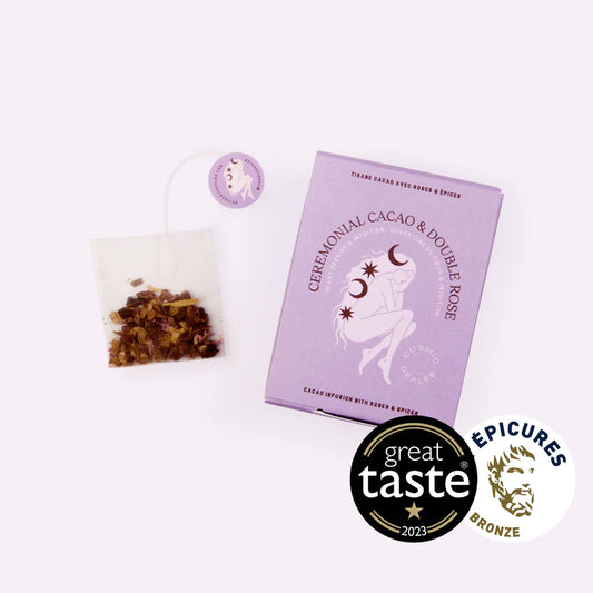 Cosmic Dealer Box of 12 Tea Bags: Cacao Infusion with Double Rose - Heart Opening & Intuition 24g