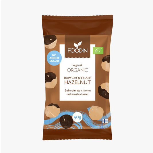 Foodin Organic Raw Chocolate No Added Sugar Hazelnut 50g