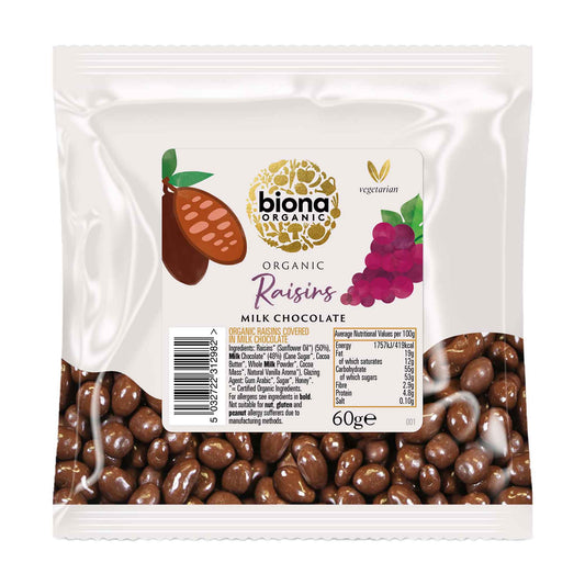 Biona Milk Chocolate Raisins 60g