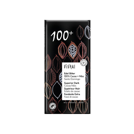 Vivani Superior Dark 100% with Cocoa Nibs 80g