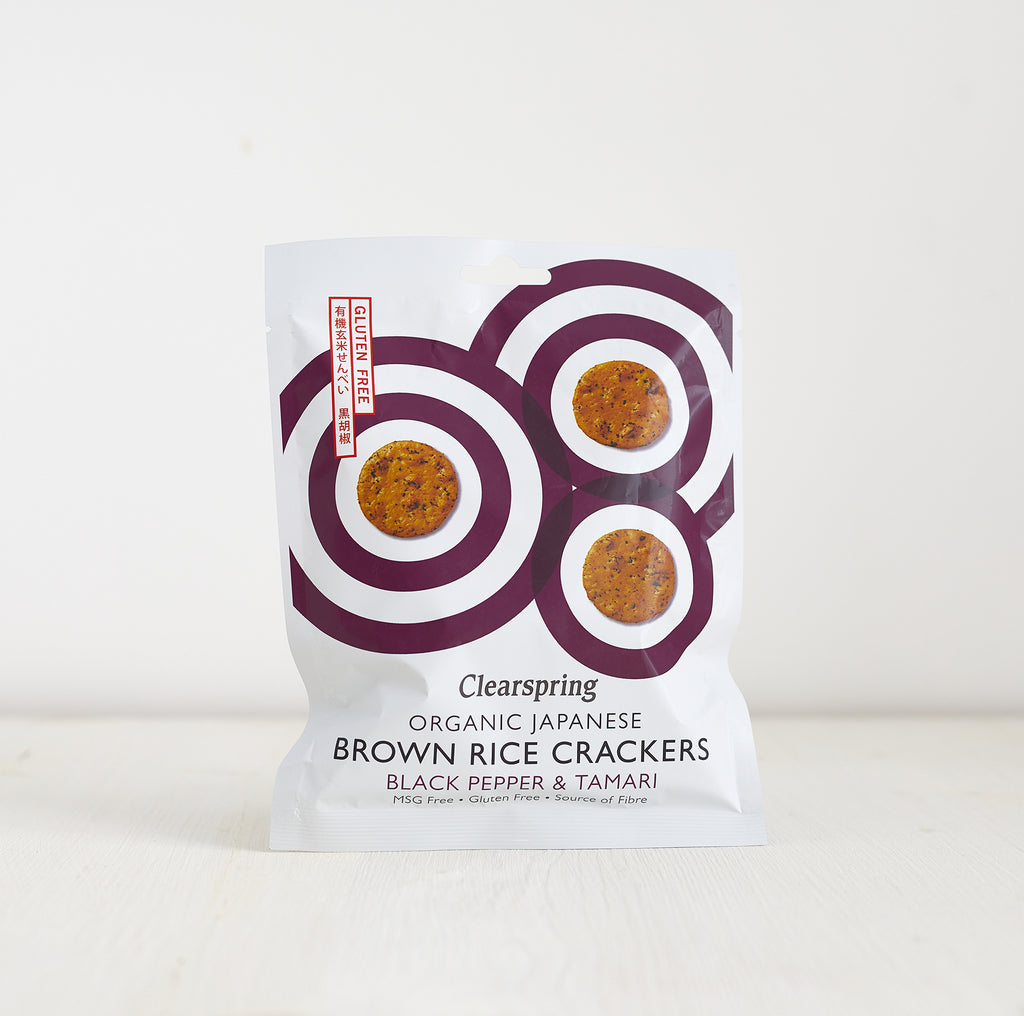Clearspring Brown Rice Crackers Tamari & Black Pepper 40g